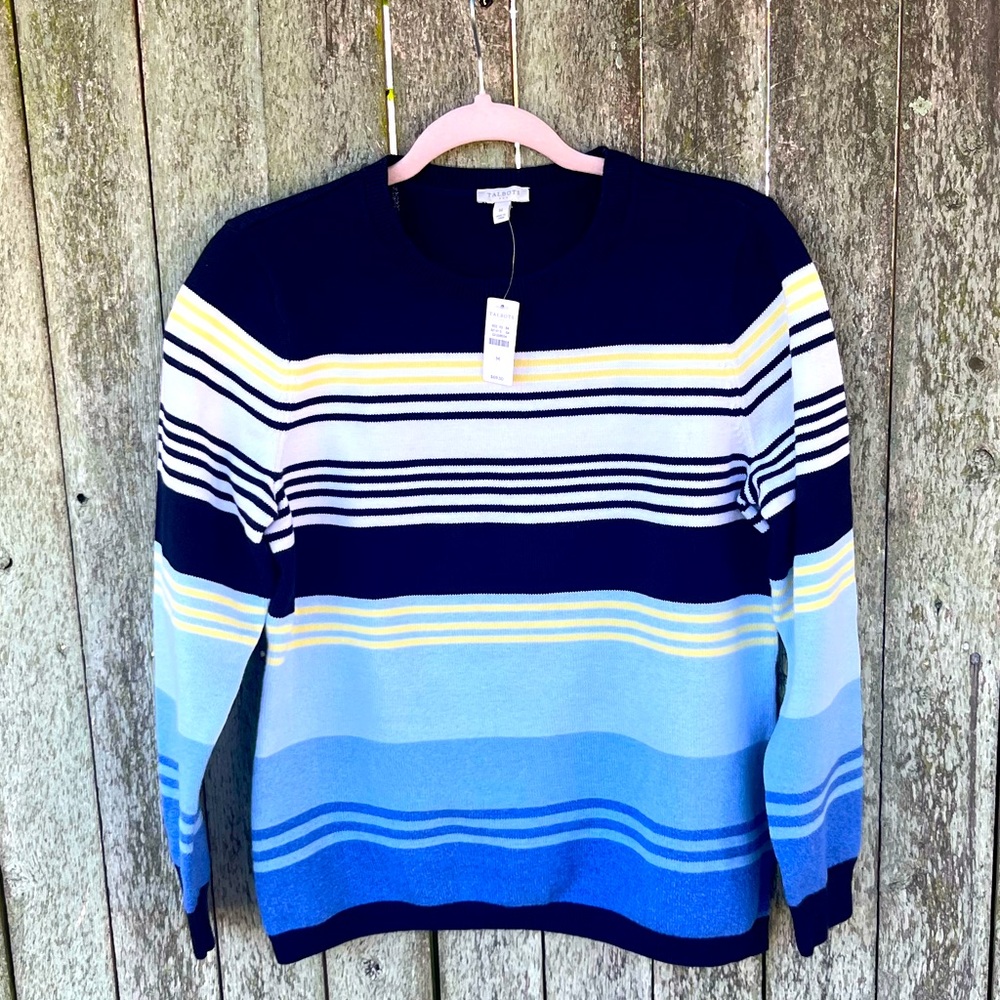 TALBOTS New With Tags Striped 100% Cotton Sweater Size M
